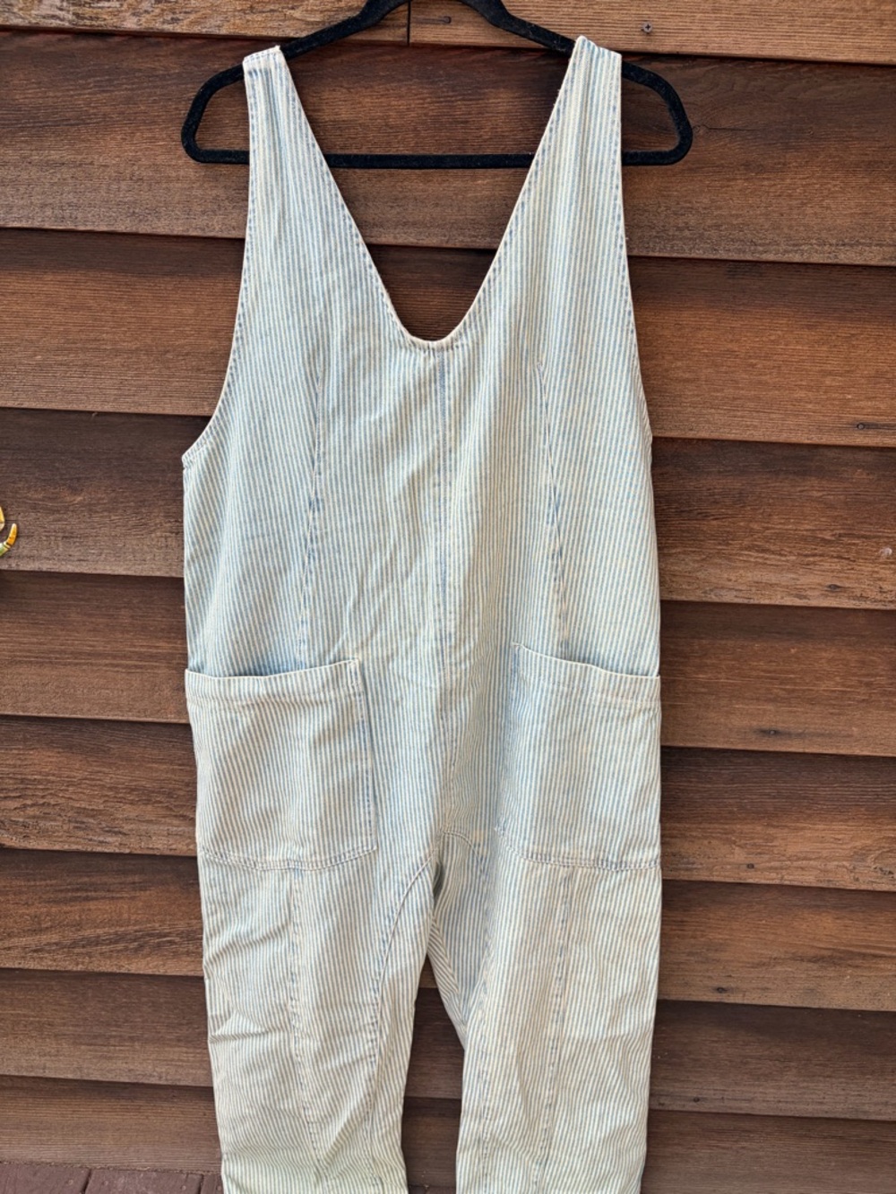 Free people Highroller Cotton Overalls in Light Blue and White